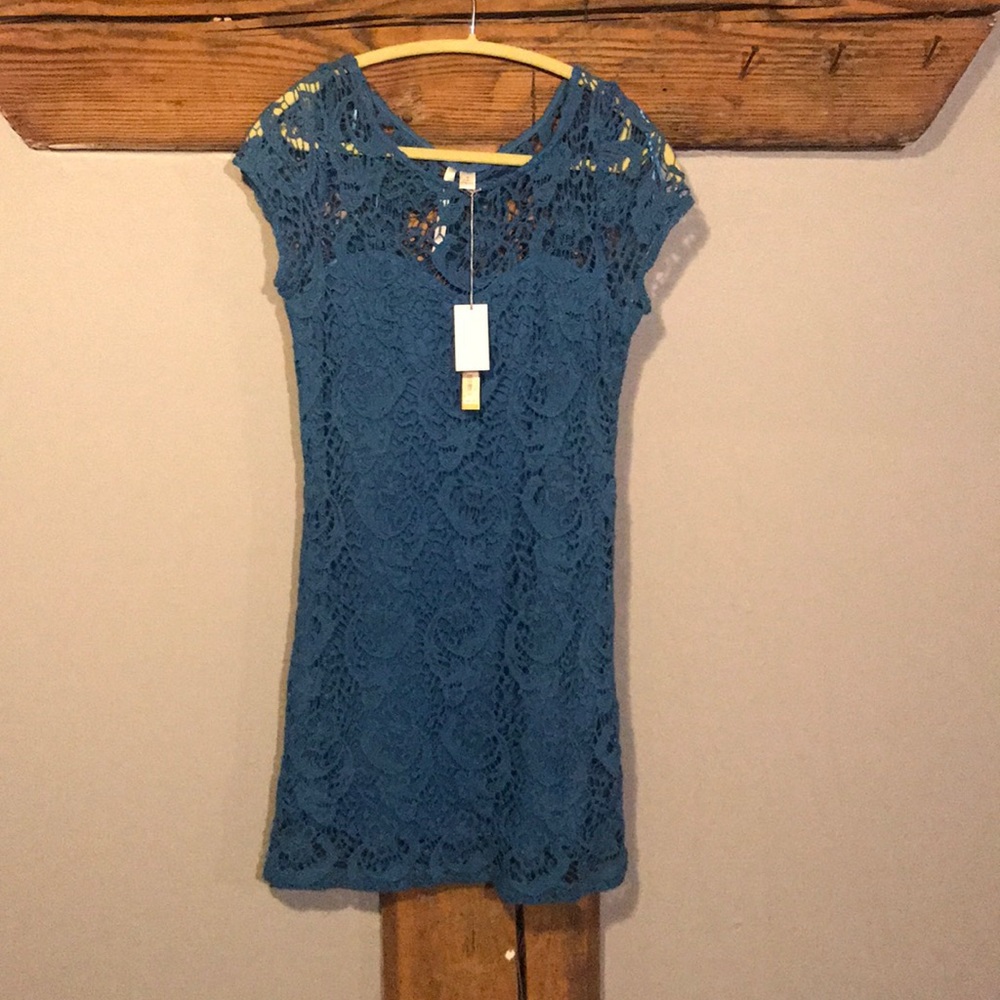Flower blue lace dress